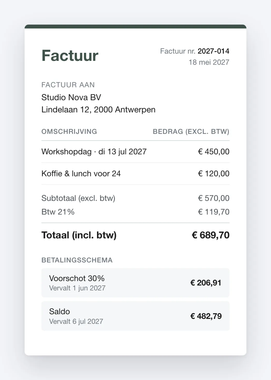 Eerst een offerte, dan pas de boeking. Daarna de factuur, vanzelf.
