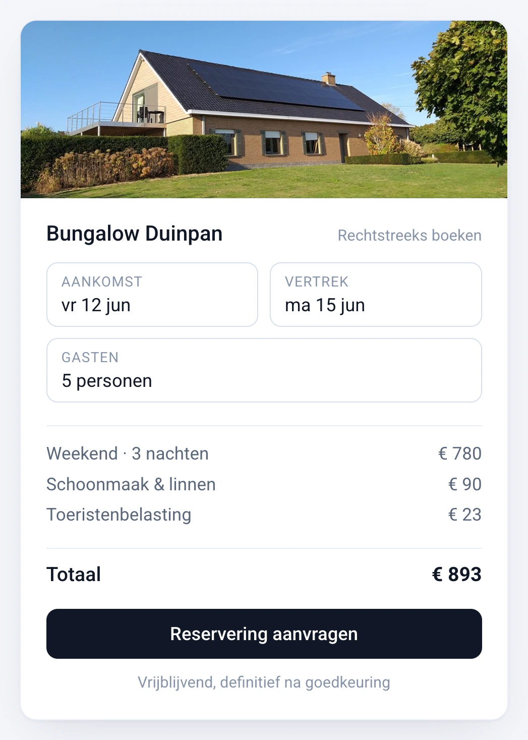 Reserveringssysteem voor bungalows