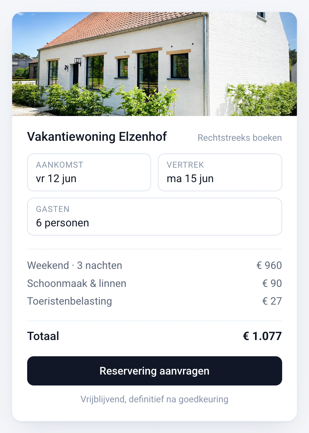 Reserveringssysteem voor vakantiewoningen