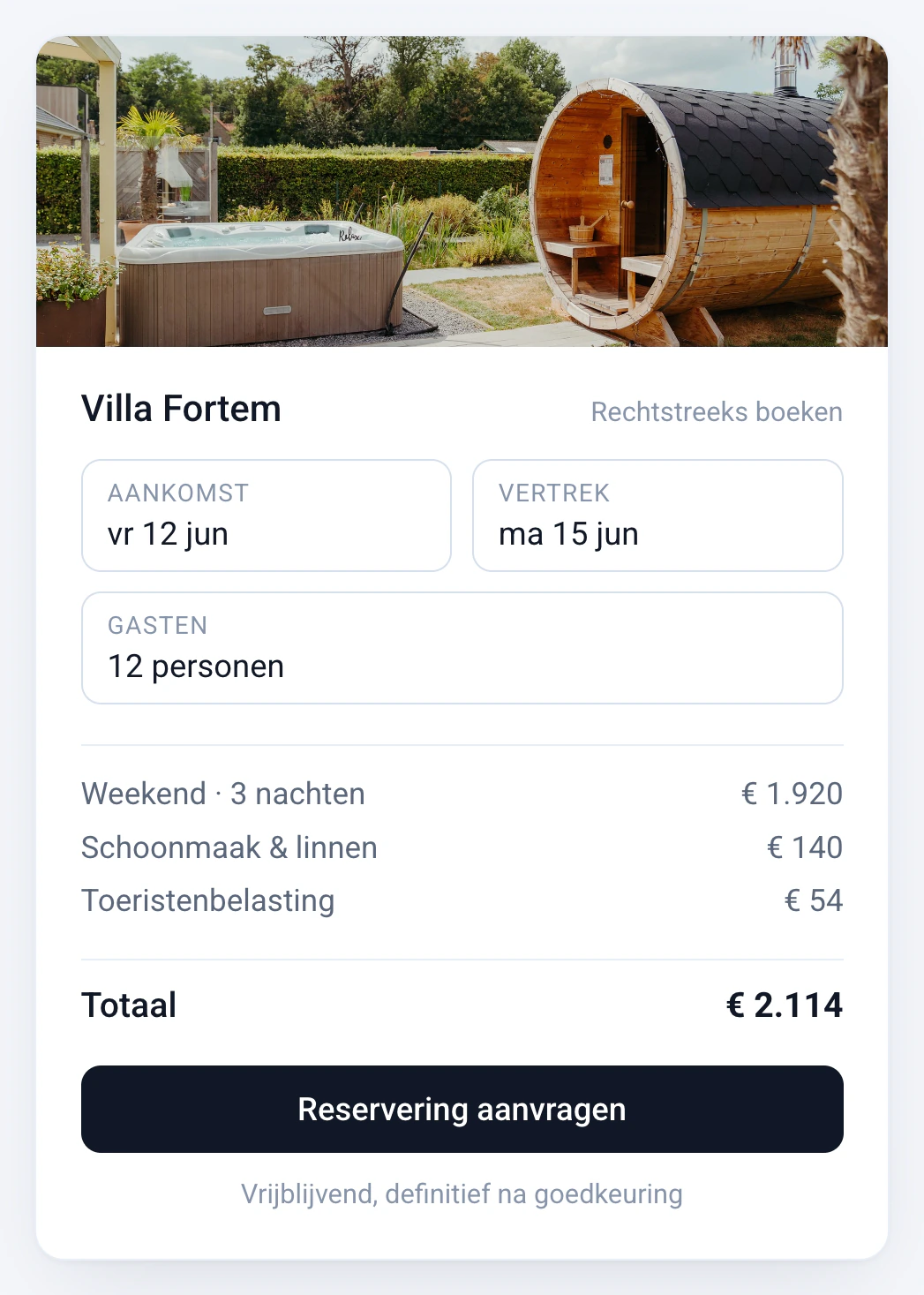 Reserveringssysteem voor villa’s
